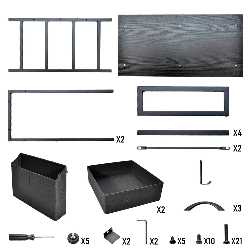 80cm Study Desk Home Office Computer Desk with 2 Fabric Drawers Side Pocket and Hook Modern Small Writing Table for Bedroom Dorm Small Spaces Black — image 6
