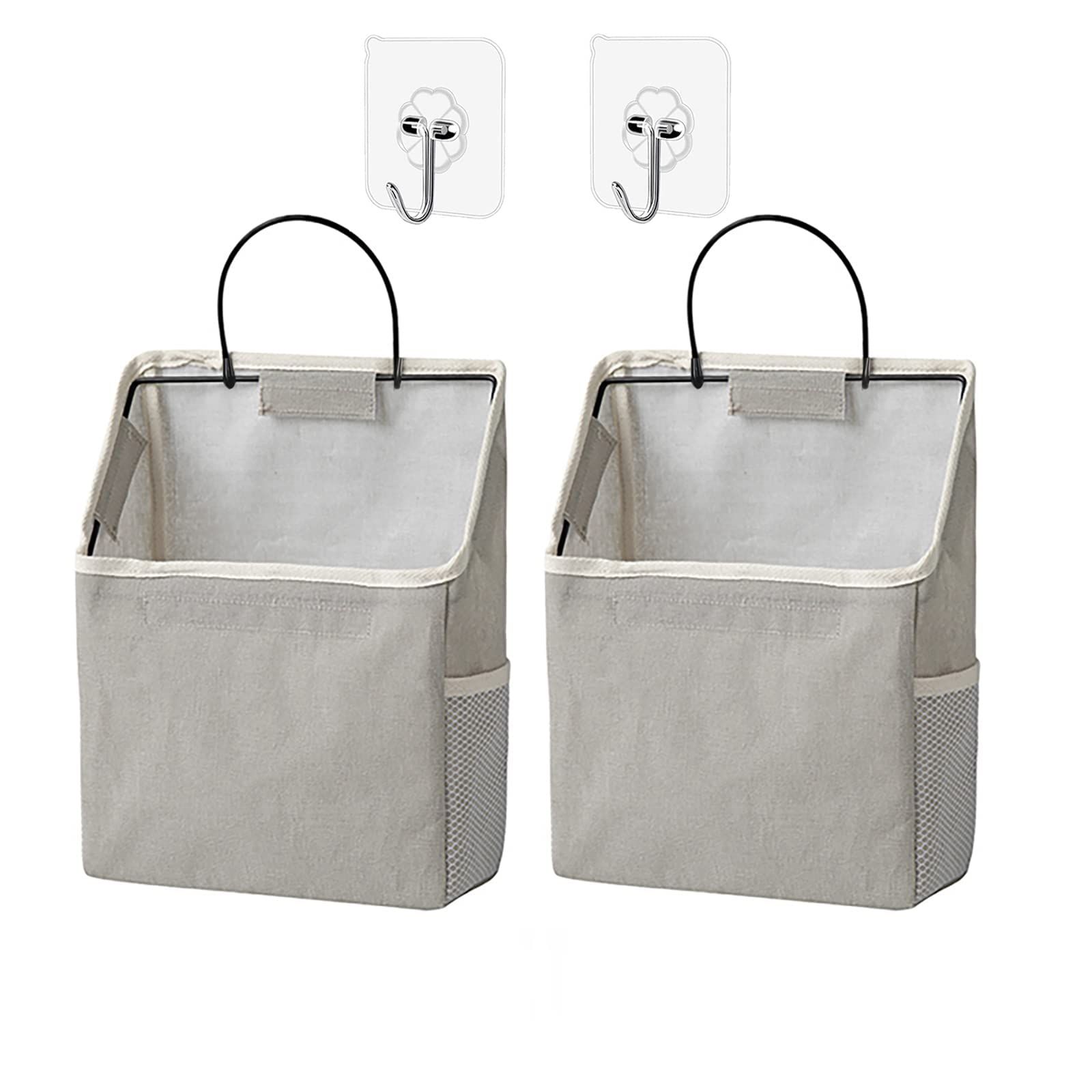 2 pc Wall Hanging Storage Bag, Hanging Organizer Bag with Sticky Hook, Wall Organizer for Dormitory Bathroom Bedroom Kitchen