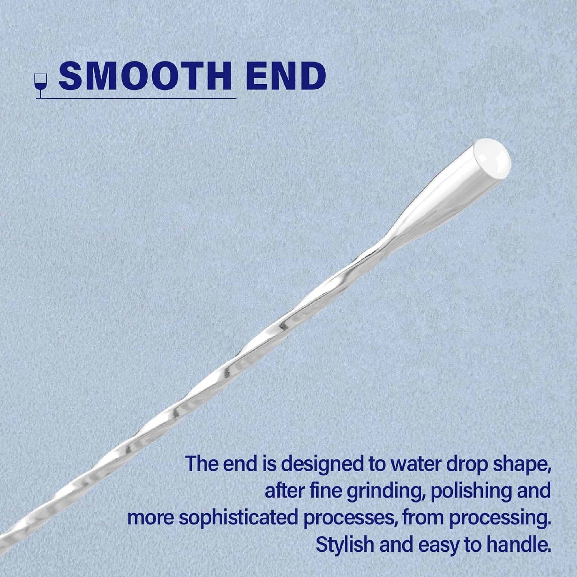 Bar Spoon Cocktail Mixing Stirrers for Drink, Stainless Steel 12 Inches Long Handle, Silver 4 Pieces ā image 5
