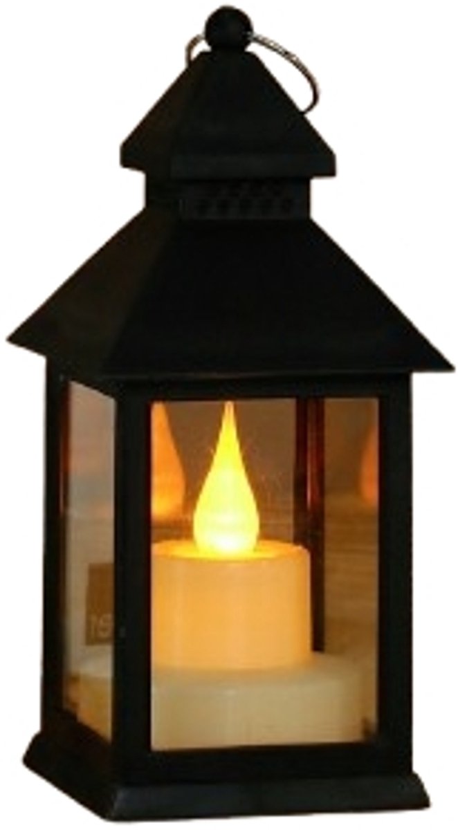 Decorative black lanterns for outdoor tables - Set of 2 mini LED metal lanterns for Halloween, weddings, Ramadan, gardens, Christmas, balconies, indoor and