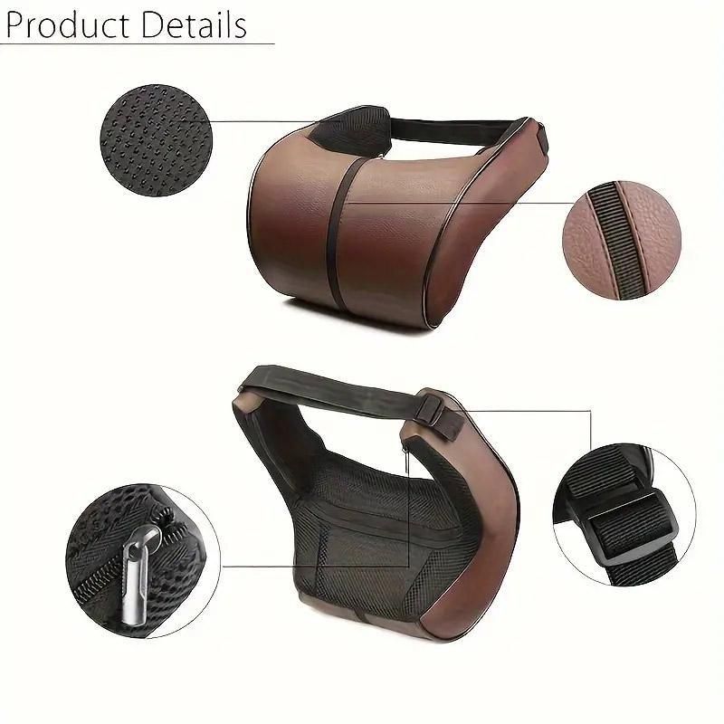 Car Headrest Neck Pillow for Comfortable Travel Support Memory Foam Car Pillow - Brown β image 5