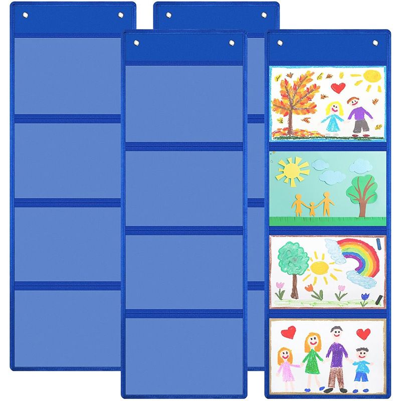 Wall Mounted Storage Organizer 4 Grids White Blue 4 grids