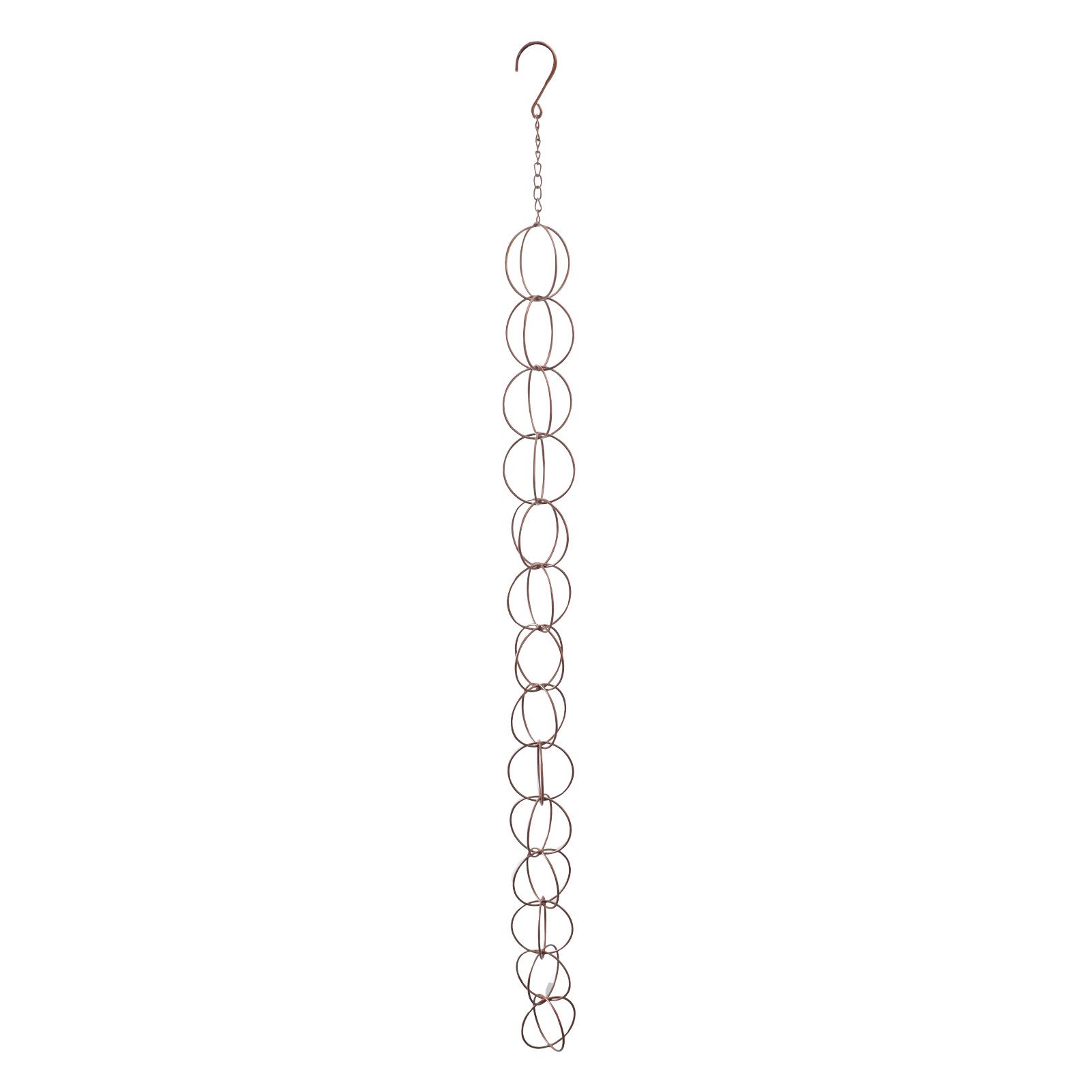 Metal Rain Chain Drainage Function Decorative Ring Wind Chime with Hook for Home Balcony Patio — image 2