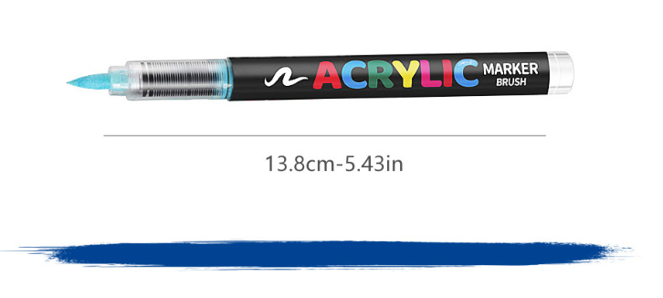 24 Colour Set Vibrant Cyan Acrylic Marker with Soft Brush Tip - 13.8 cm Professional Art Pen โ image 4