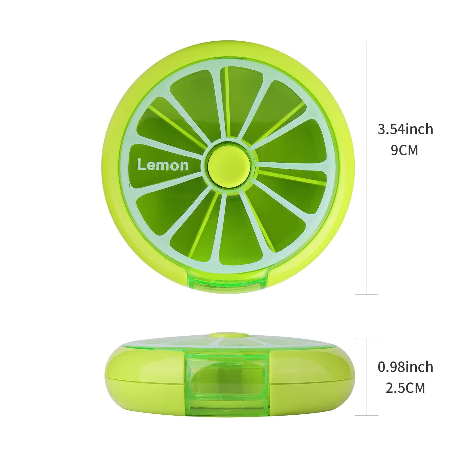 Creative Portable Mini 7 Day Weekly Circular Shape Rotary Cute Fruit Style Pill Storage Case Box (Lemon) — image 4