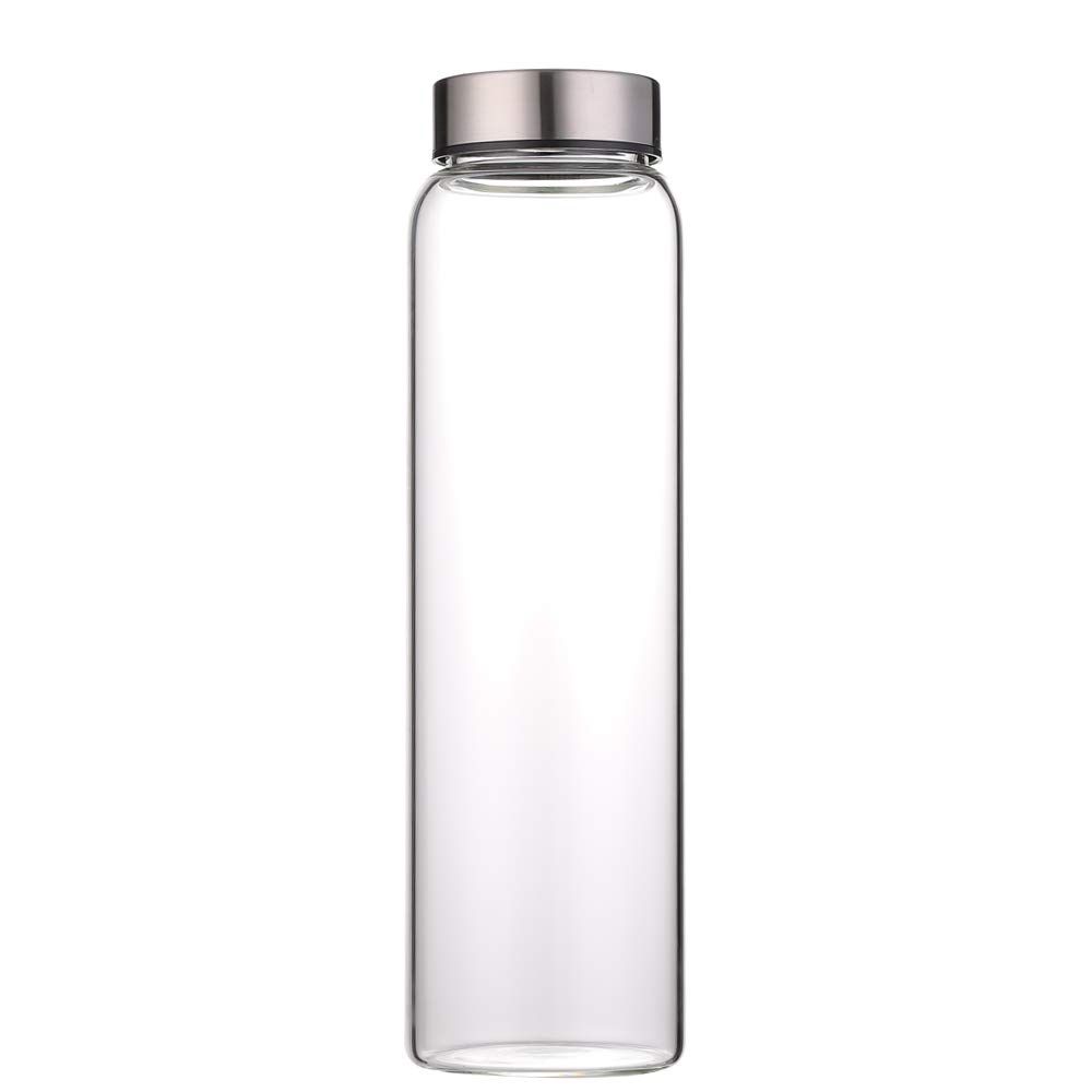 Glass Water Bottle 1000ml High Borosilicate with Neoprene Sleeve Leak Proof Lid Reusable Eco Friendly