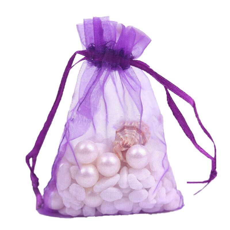 50PCS Organza Bag Sheer Bags Jewellery Wedding Candy Packaging Sheer Bags 9*12 cm - Dark Purple/50PCS