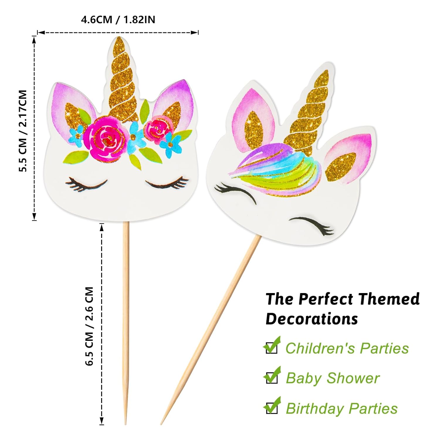 48 Pieces Rainbow Unicorn Cupcake Toppers, Cupcake Picks Cake Decorations, Double Sided Unicorn Cake Topper Set Birthday Baby Shower Party Supplies โ image 2