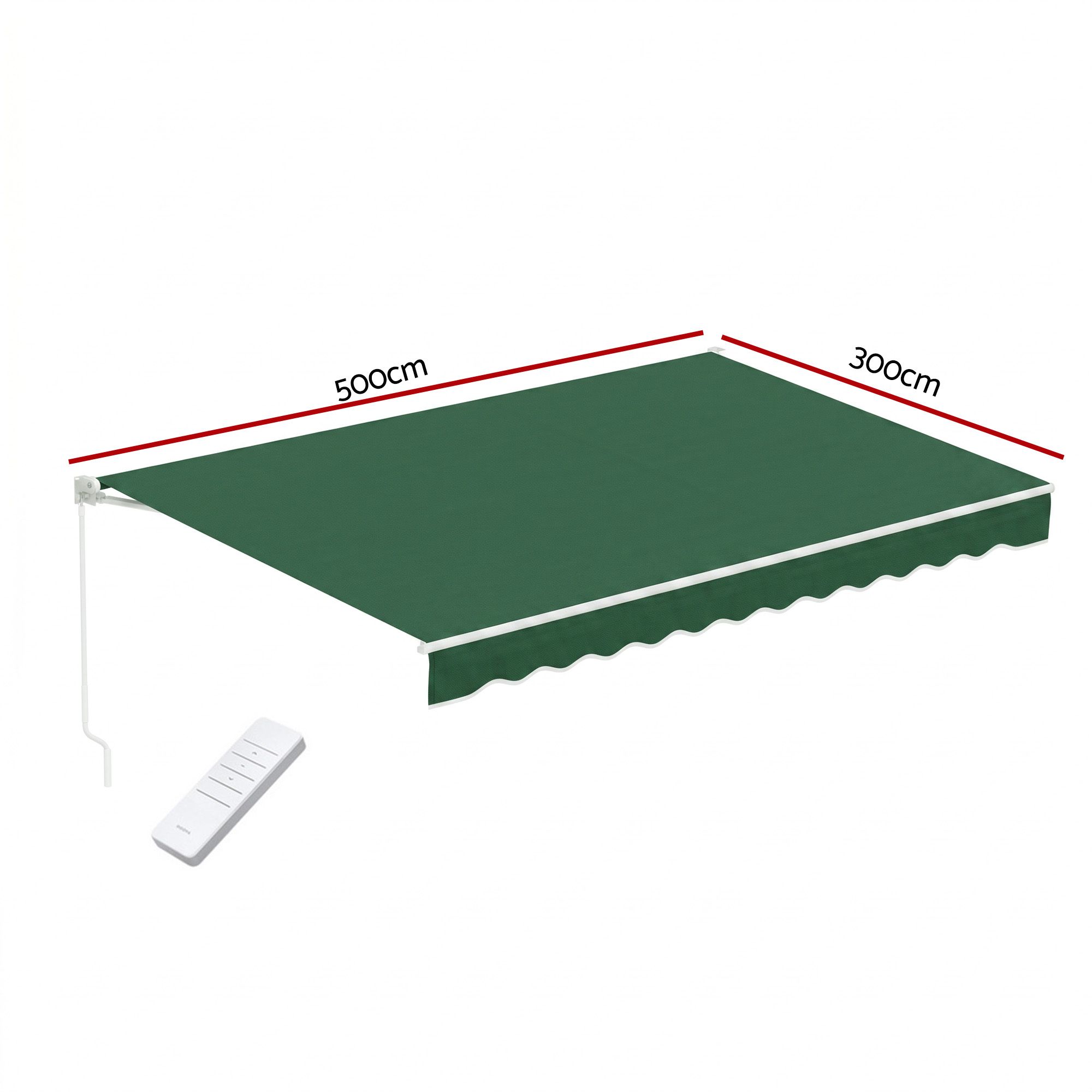 Instahut Retractable Folding Arm Awning Motorised Sunshade 5Mx3M Dark Green โ image 2