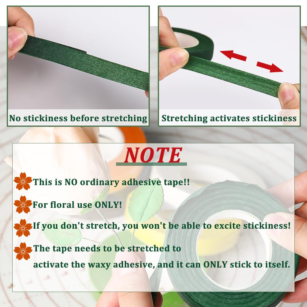 3 rolls of flower tape - 12 mm wide dark green flower tape for wrapping bouquet stems and DIY crafts - 30 metres per roll โ image 3