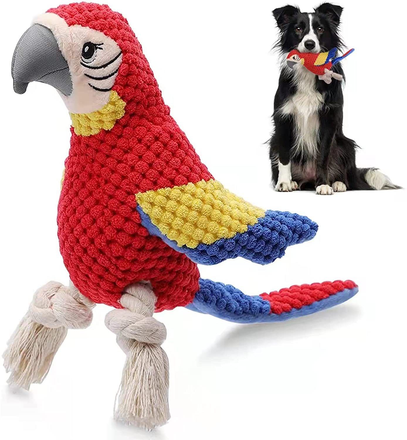 Indestructible Plush Parrot Dog Toy, Upgraded Dog Squeak Toys Tug of War Squeaky Parrot Dog Toys, Stuffing Toy — image 2