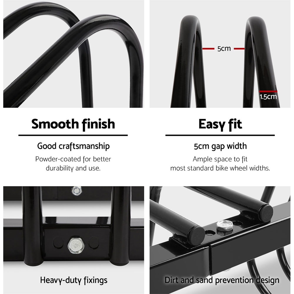 Weisshorn 4 Bike Stand Rack Bicycle Storage Floor Parking Holder Cycling Black โ image 5