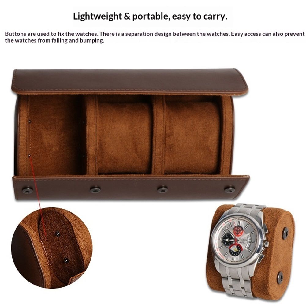 Watch Travel Case for Men Women 3 slot Leather Watch Roll Travel Case Watch Box Storage Organizer and Display Holder for 3 Watches.（oniy box） — image 4