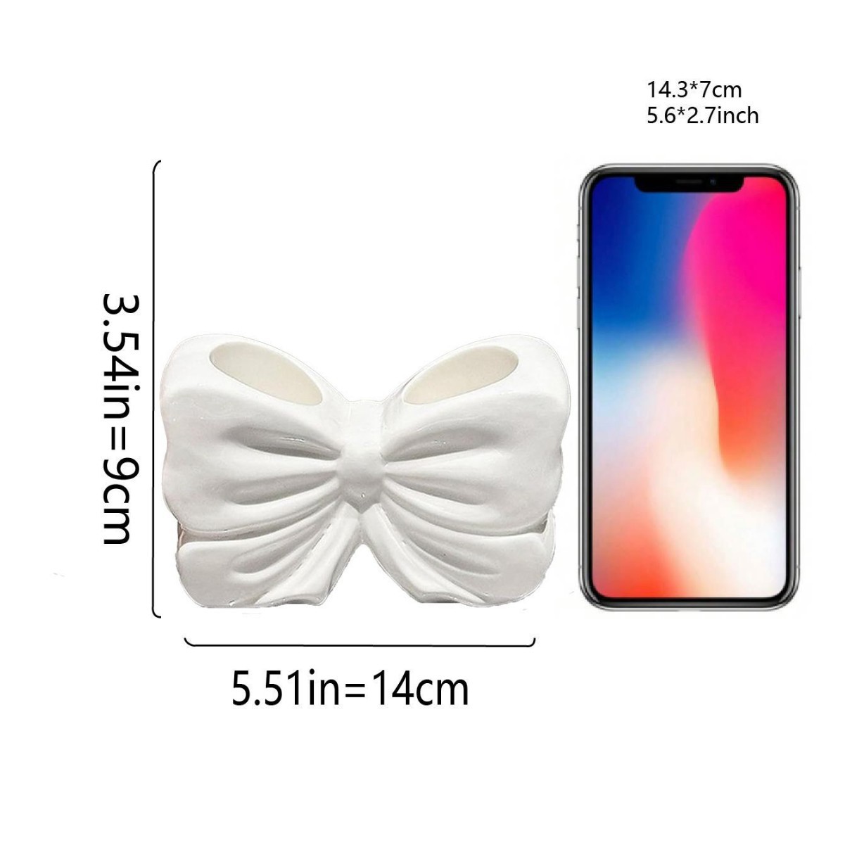 White Chic Bowknot 2-Slot Toothbrush Holder - Resin Retro Cute Desktop Decorative Stand โ image 5