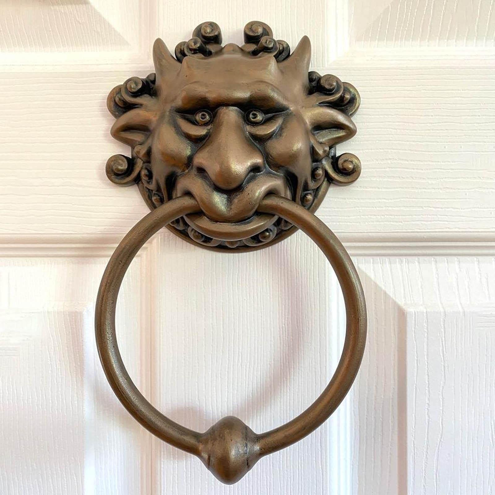 2pcs,Bronze handles, outdoor whimsical door carvings, wall mounted dragon face door handle home gift statues — image 2