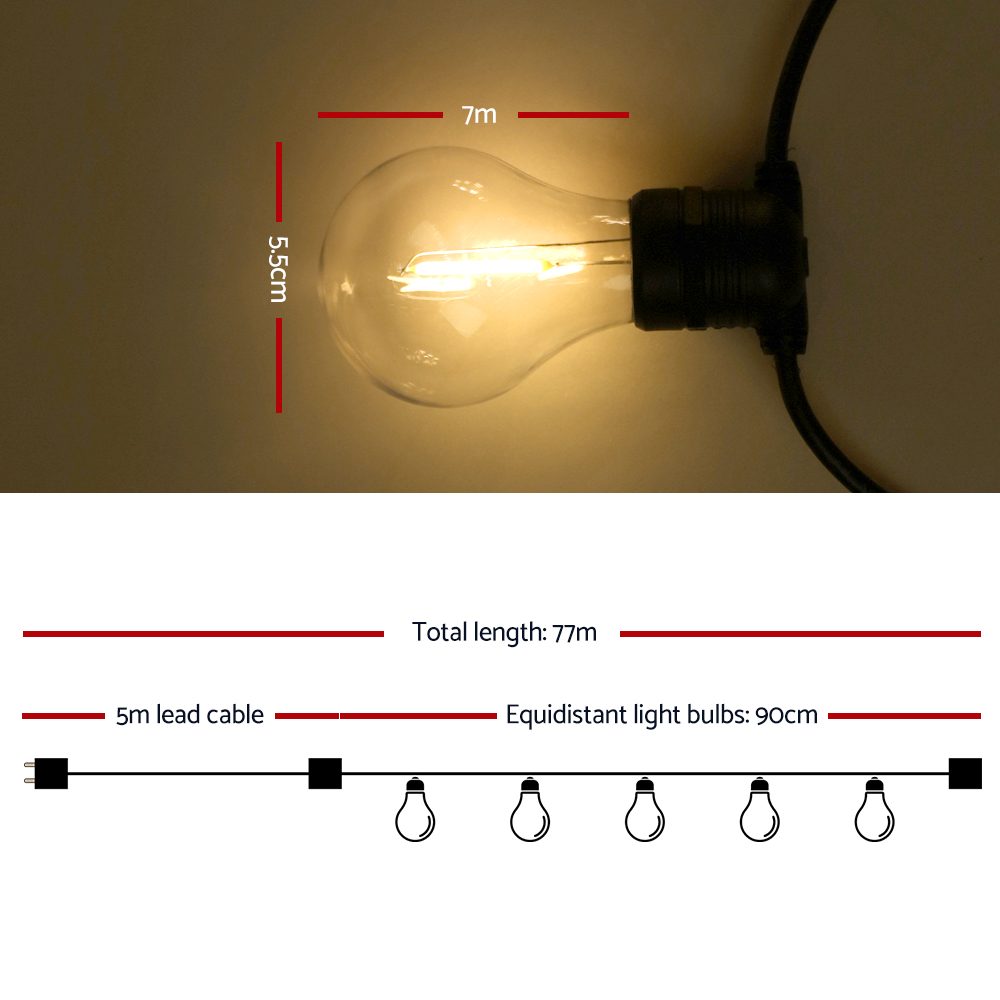77m LED Festoon String Lights Outdoor Christmas Decorations Wedding Garden Party โ image 2