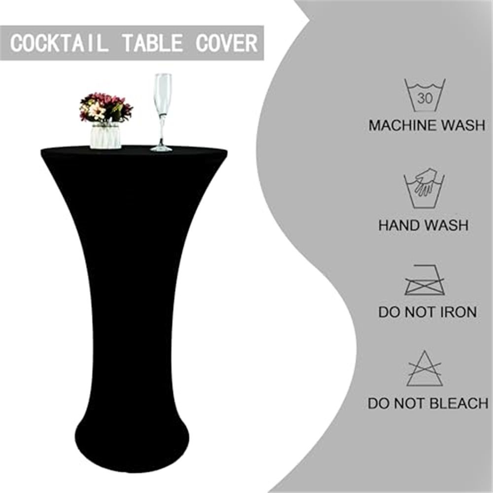24x43 Inch Black Cocktail Table Cloth Fitted Round Bar Table Stretch Highboy Cocktail Table Covers for Banquet Outdoor Party Wedding Bar Round Bottom Black โ image 3