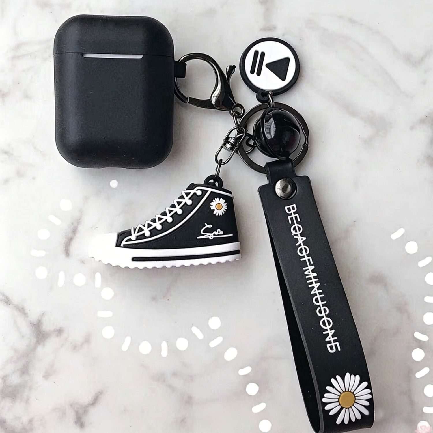 Black set + geometric panda Apple AirPods pro — image 2