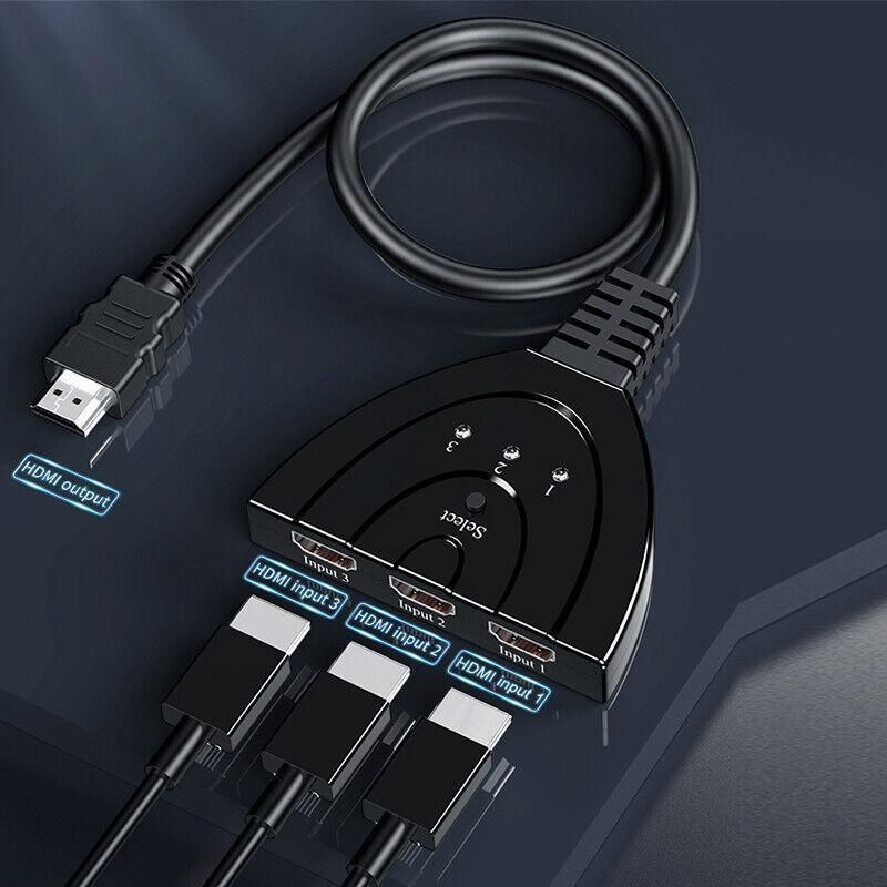 HDMI Switch Splitter 3-in-1 5-in-1 or 1-in-2 1080p 4K Manual or Remote Options - 3 in 1 Switch 4K Remote IR — image 6