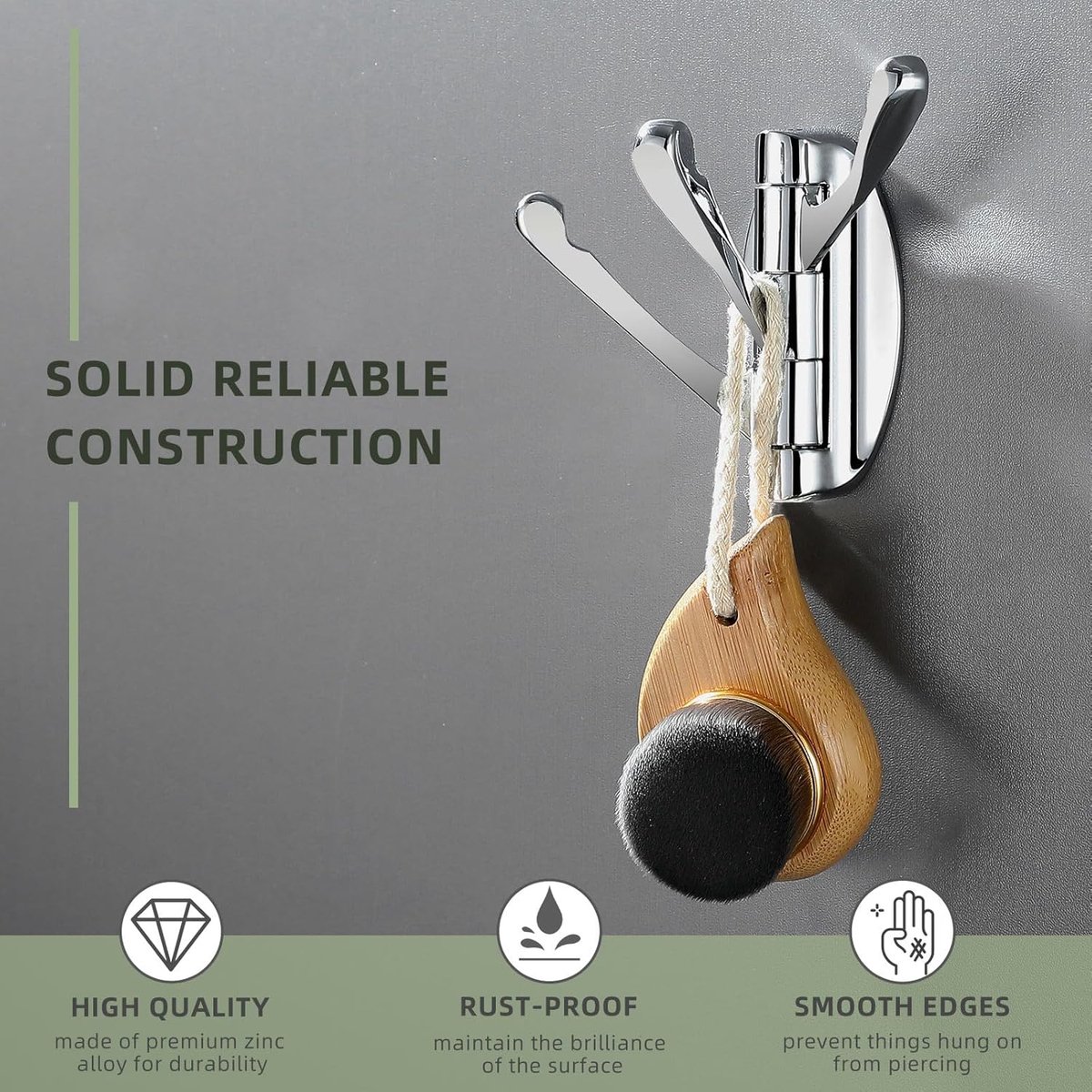 Wall Hook - Swivel Hooks - Foldable Coat and Towel Hook - Triple Hook - Small Hooks - Hanging Hooks - Wall Hook - Coat Hook - Towel Hanger - Small — image 4