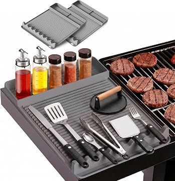 2 Pack Silicone Grill Tool Mat ,16 × 11.5 Inch Heat Resistant Non‑Slip BBQ Utensil Mat, Outdoor Cooking Camping Tailgating Accessories, Practical Father's Day