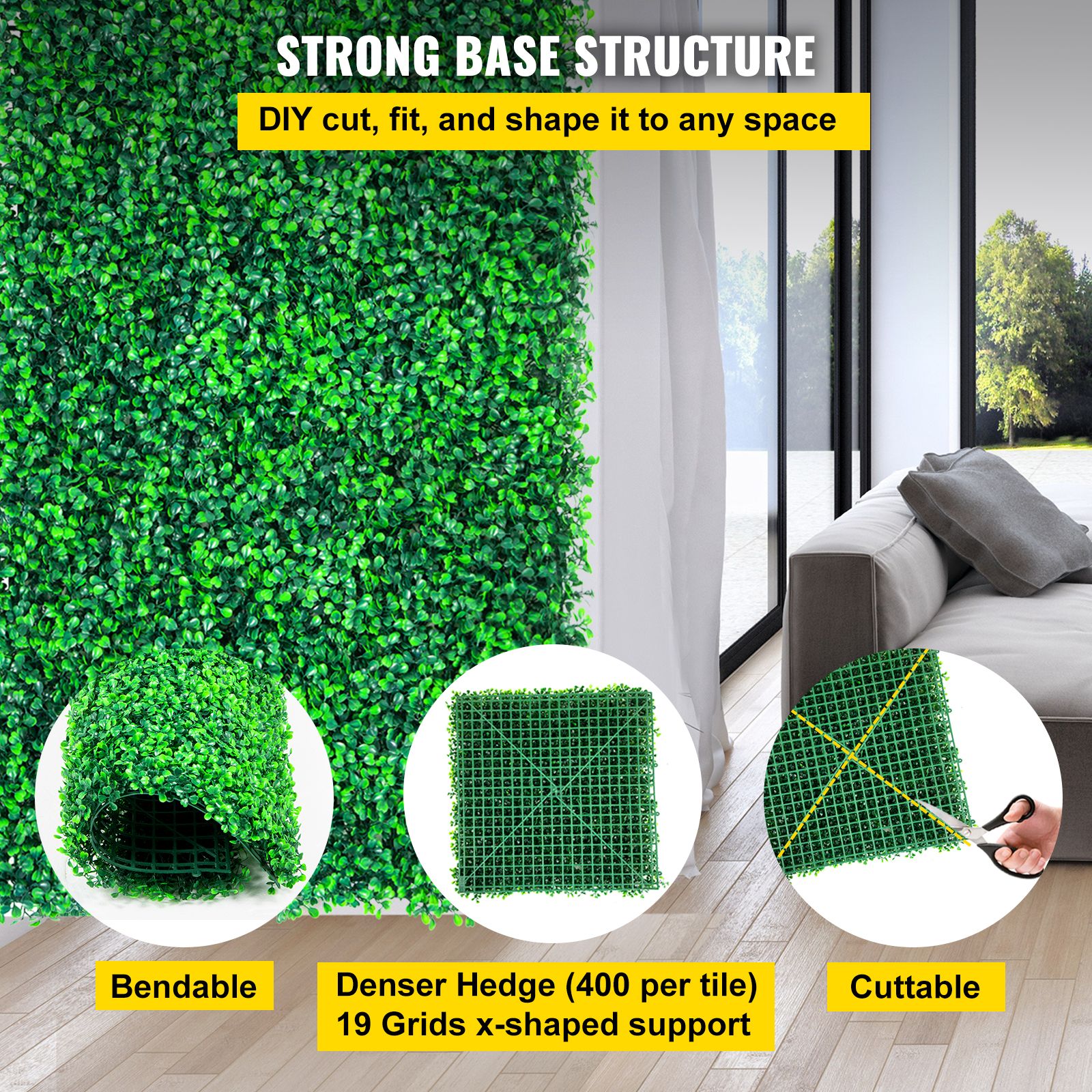 Artificial Boxwood Panels, 20 PCS 20/"x20/" Boxwood Hedge Wall Panels, PE Artificial Grass Backdrop Wall 1.6/", Privacy Hedge Screen for Decoration of Outdoor โ image 5