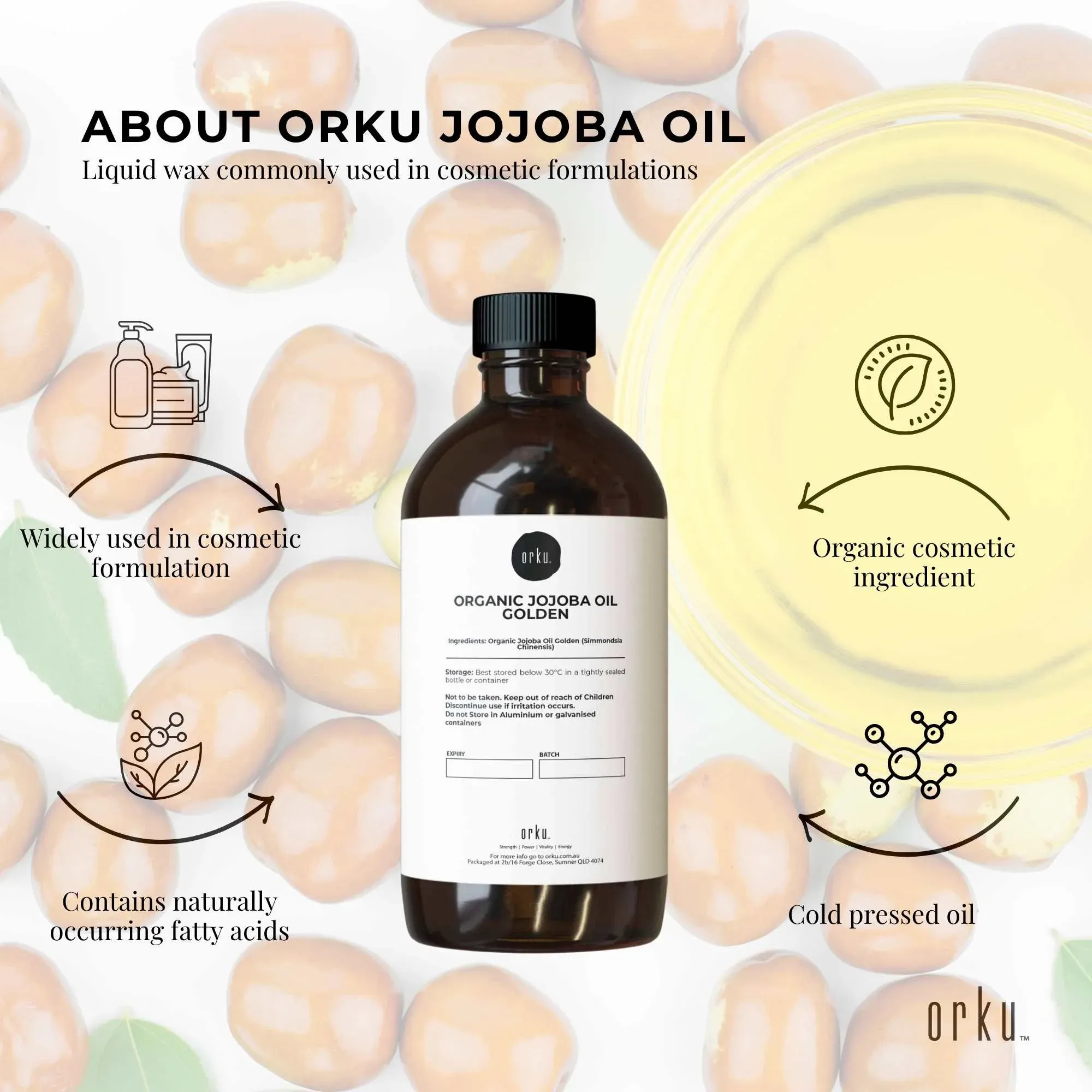 Orku 500ml Organic Castor Oil and 500ml Organic Jojoba Oil Pack β image 6