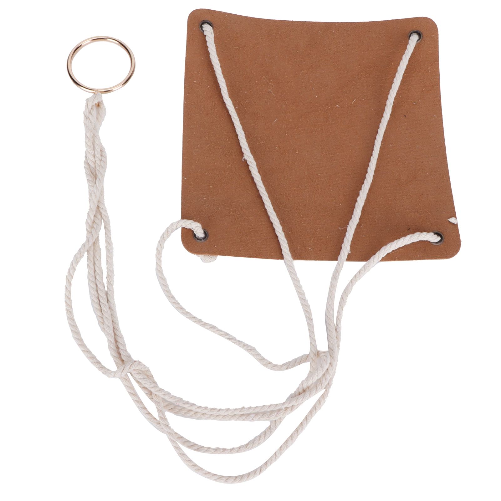 Plant Hanger PU Leather Square Base Cotton Rope Flower Pot Succulent Hanging Holder Garden DecorBrown 20cm — image 5