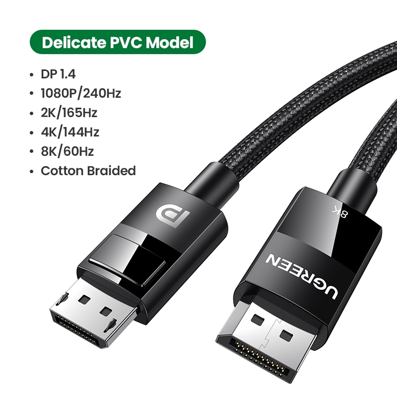 UGREEN 80390 DP V1.4 Male to Male Plastic Case Braided Cable 1M โ image 2