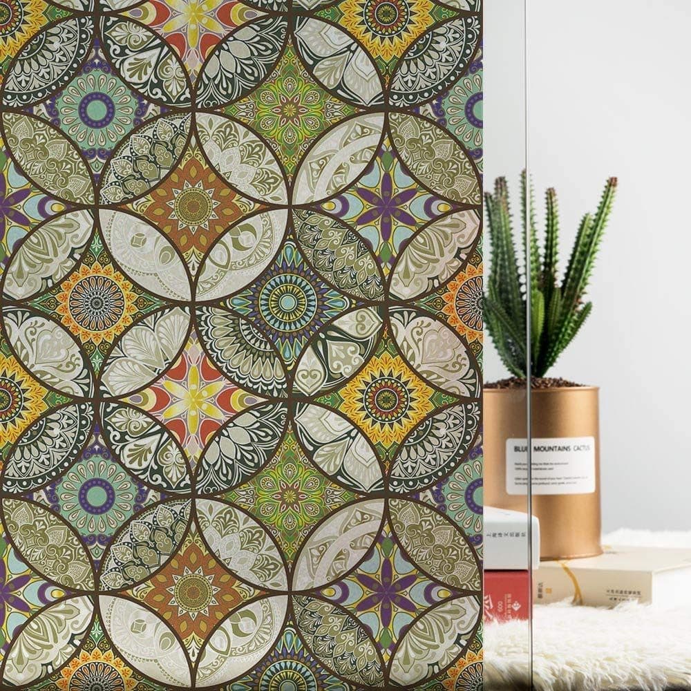 Static Cling-Free Decorative Window Film with Stained Glass Effect, Self-Adhesive Frosted Privacy Protection Film, 45cm x 500cm — image 2