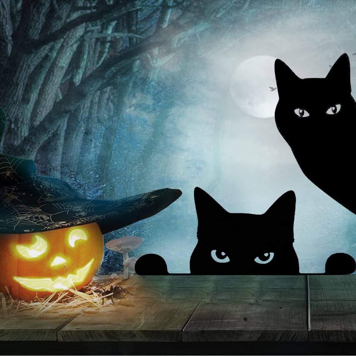 2 Pieces Cat Statue Art Decor Garden, Black Cat Silhouette Décor Animals Shape Yard Decoration Art Decoration for Yard Lawn,(Cat) — image 4