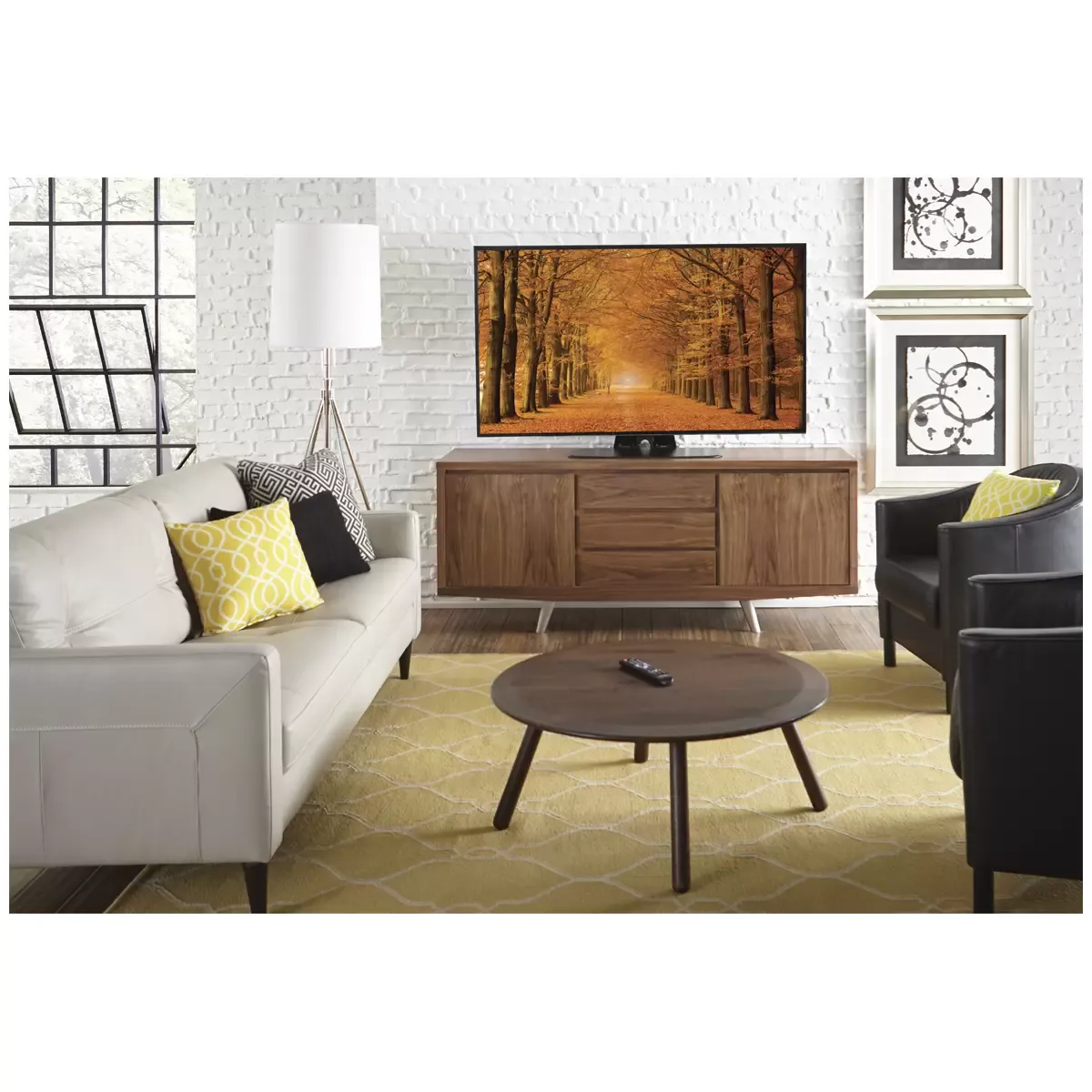 Black Swivel TV Stand with Height Adjustability for Living Room — image 5