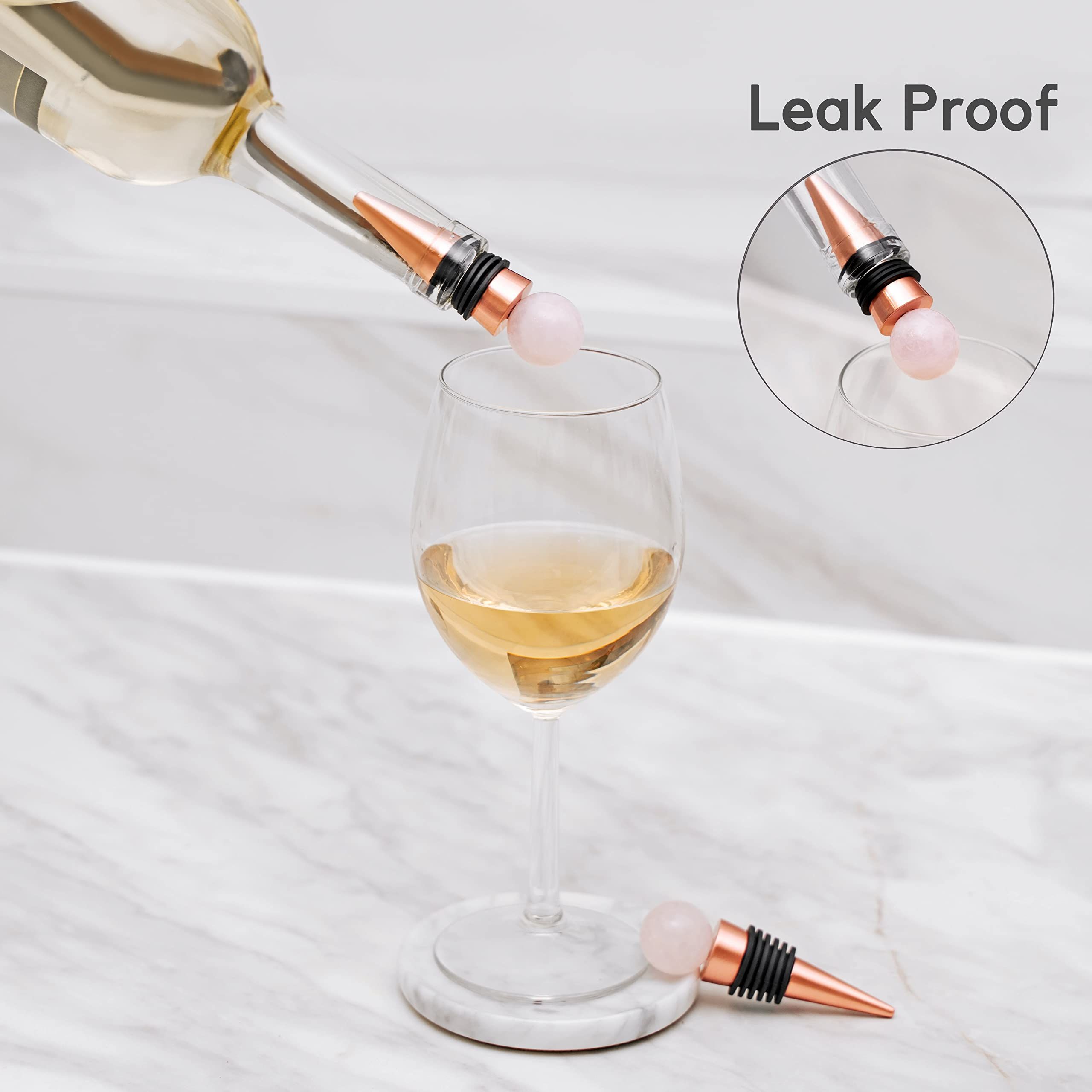 3PC Rose Gold Silicone Wine Stopper - Wine Bottle Stopper, Reusable Wine Corks, Wine Preserver Wine Saver Keep Wine Fresh โ image 3