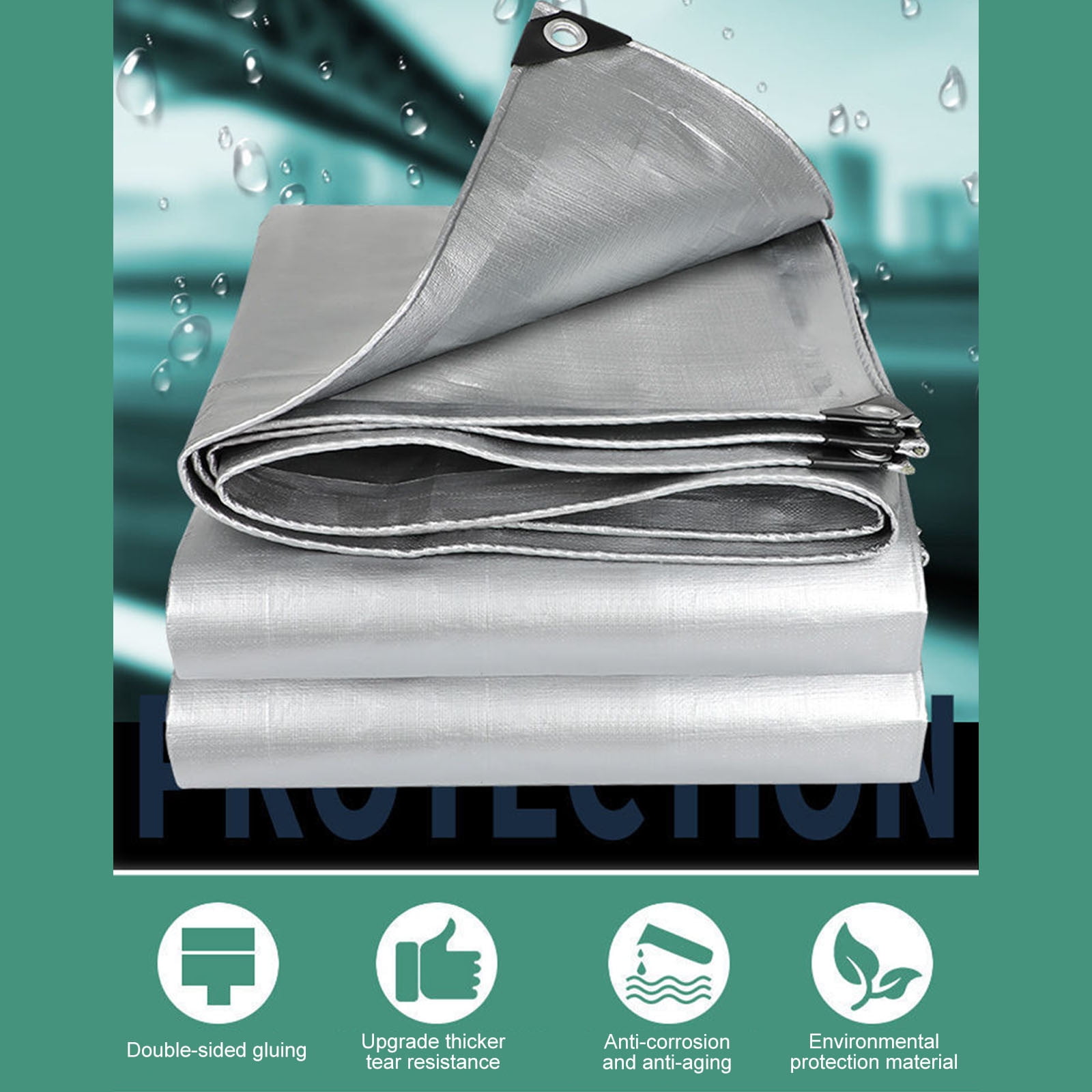 Heavy Duty Tarp Cover, Thick Tarps Waterproof Tear and Rip Proof UV Resistant Tarpaulin with Reinforced Grommets and Edges D โ image 4
