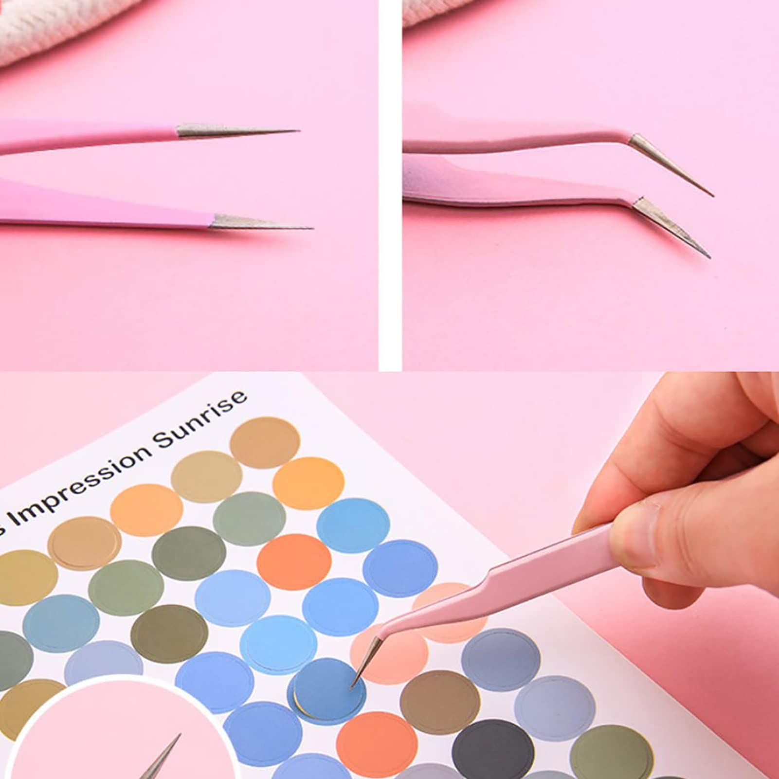 4PCS Precision Tweezers Set, Diamond Painting Tools, Anti-Static Stainless Steel Curved & Point Tip Tweezers, for Nail Art,DIY β image 3