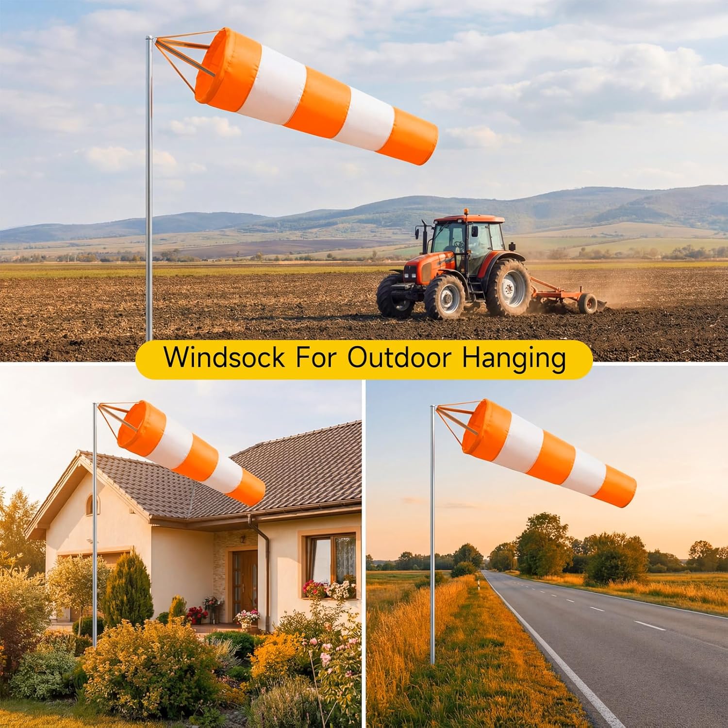Wind Socks for Outside, 30 Inch Heavy Duty Windsock Waterproof Rip-Stop Hanging Windsocks Wind Sock Direction Indicators with Reflective Belt for Flags — image 5