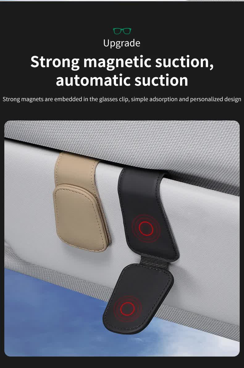2 Pcs Orange PU Leather Car Visor Sunglasses Holder - Multi-Functional Clip for Glasses, Cards & Tickets, 9.5 × 4.5cm — image 6