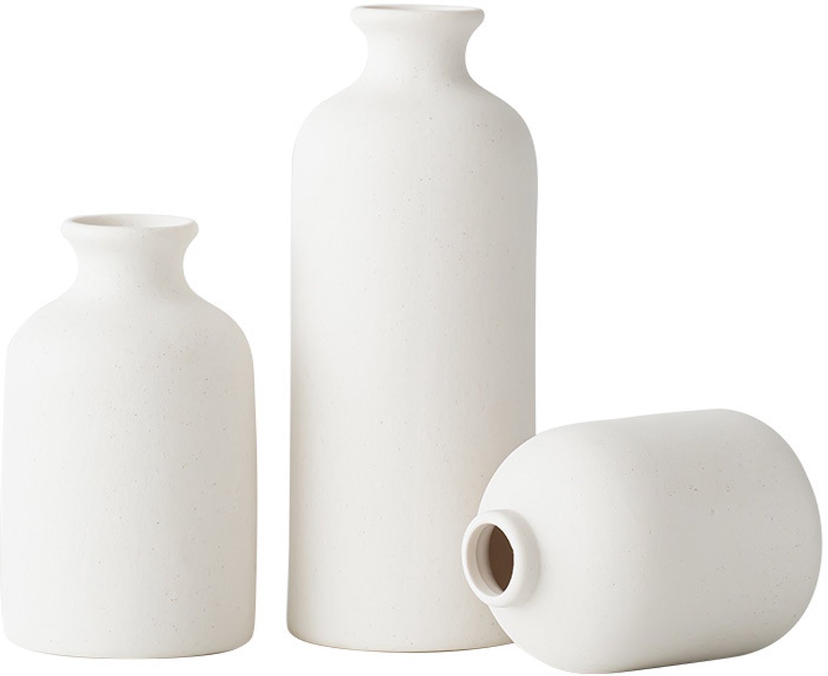 Ceramic vase set - Modern home decor vases - Suitable for bookshelves, living rooms, bedrooms, dining table decoration, gifts and small flower arrangements (3