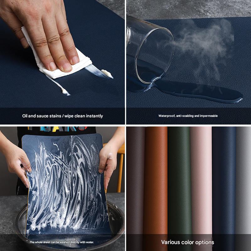 2-PCS Pink and dark grey PVC Double-Sided Lychee Texture Table Mat - Waterproof, Heat-Resistant & Easy to Clean for Home and Hotel Use โ image 5