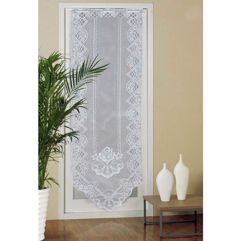 Lace Door Curtain, 60Cm X 180Cm Semi Sheer Window Voile Curtains, Embroidered Curtain For Home Decor Living ROom
