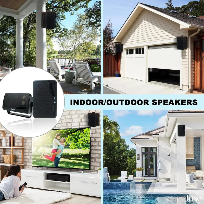 3-Way Waterproof Wall Mount Speakers Black — image 3