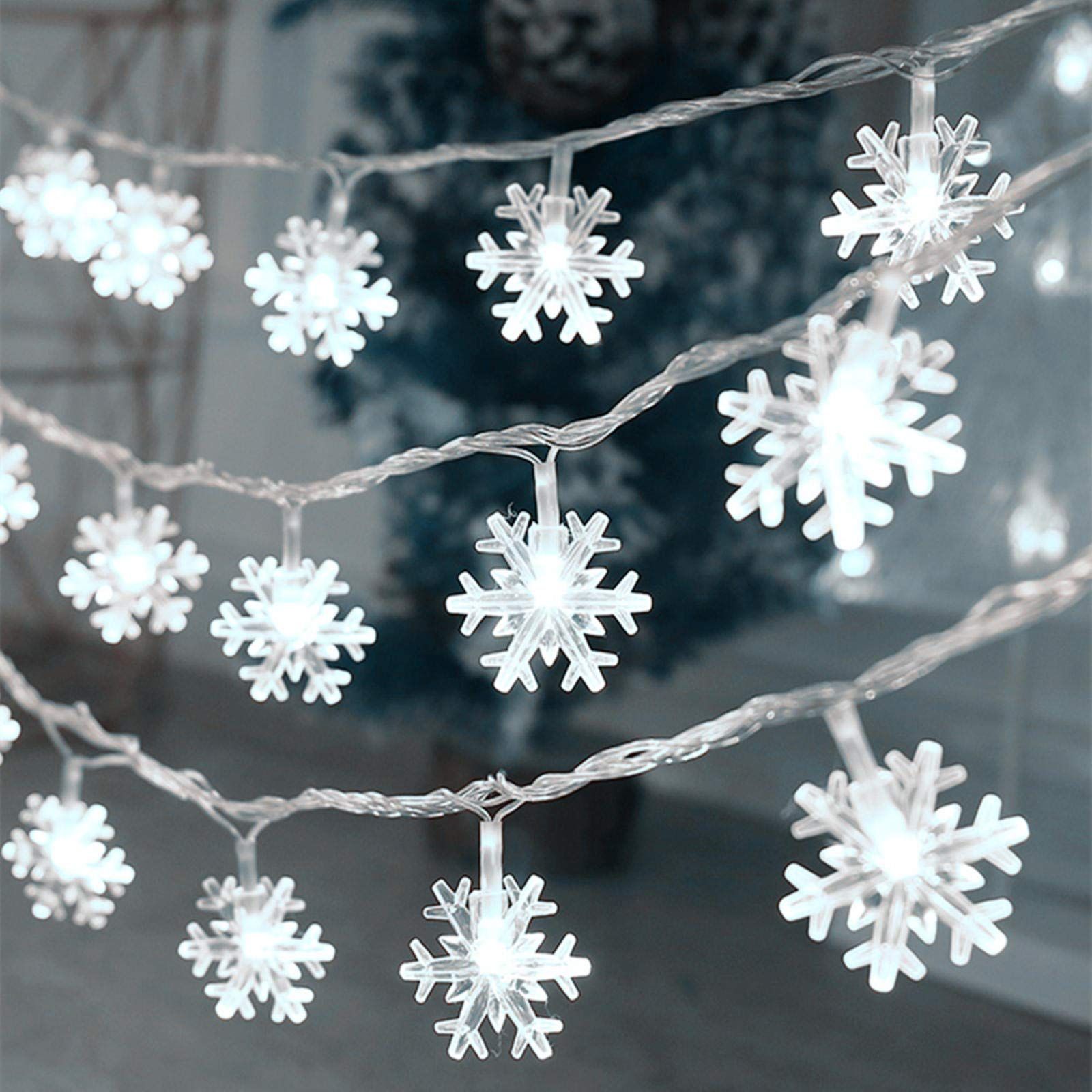 LED snowflake string light, battery powered waterproof fairy light, terrace, room, garden, party, home — image 3