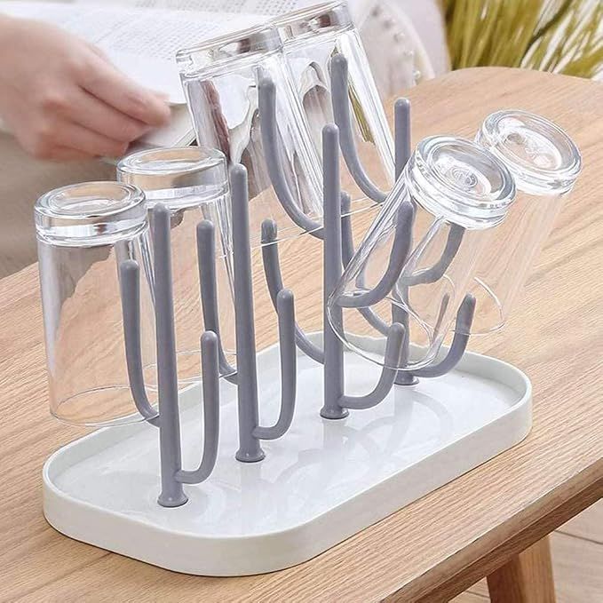 Countertop Bottle Drying Rack with Removable Base, Multi-purpose Detachable Storage Dryer Stand for Water Bottles Mugs and Small Gadgets, Gray โ image 4