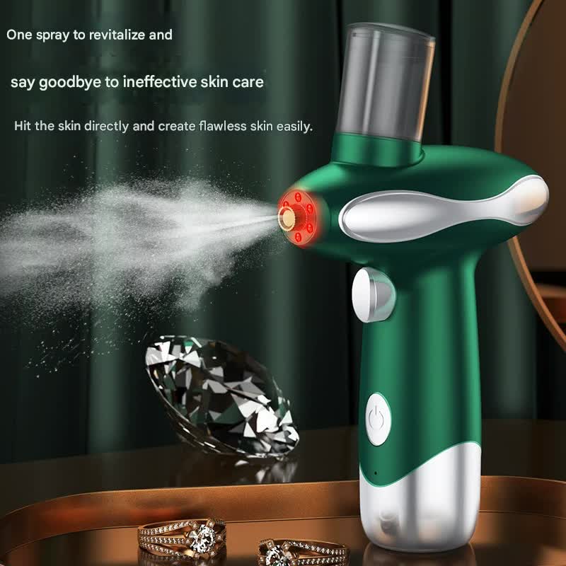 Portable Nano Facial Steamer & Oxygen Sprayer with Red/Blue Light Therapy(green) — image 2