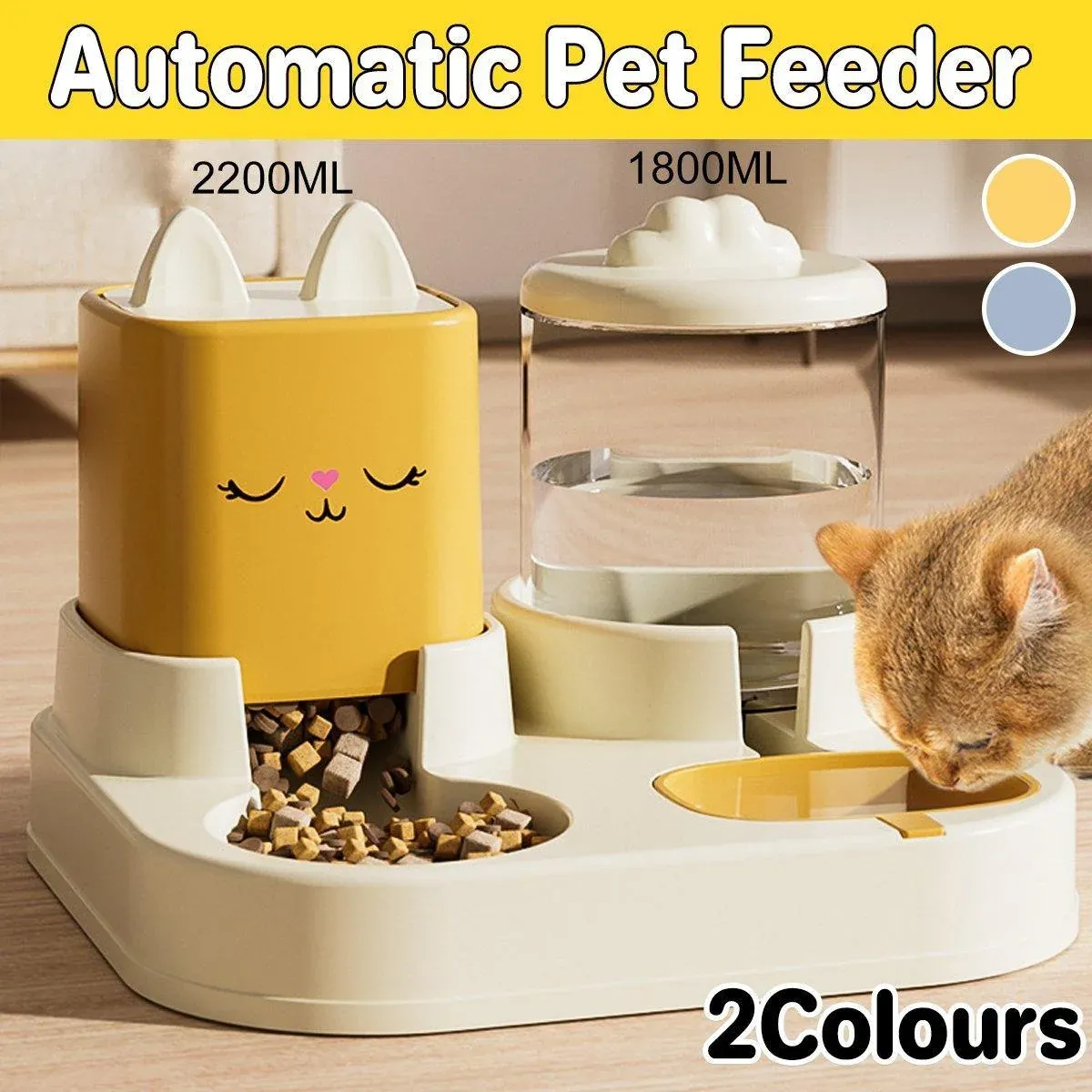Pet Cartoon Feeding Bowl Universal Water Feeder Cat Dog Food Dish Durable Stand - Blue โ image 2