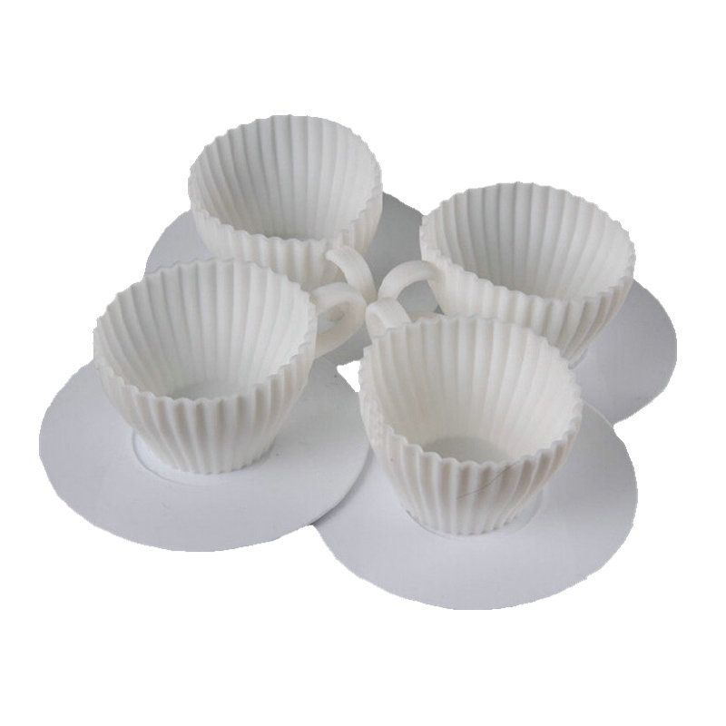 Teacup Silicone Cupcake Liners for Baking 8 Pc Set Oven Safe Non Stick (4Cups & 4Saucers) Reusable Baking Muffin Cups - BPA Free โ image 2