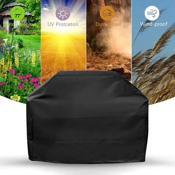 Heavy Duty Waterproof 210D Gas Grill Cover with Drawstring and UV Protection for Outdoor BBQ Grills, Black, 191 cm — image 3