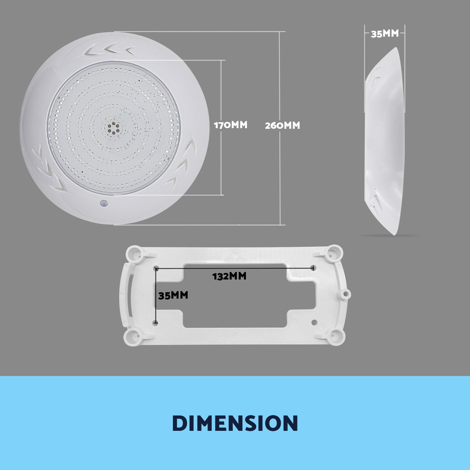 Resin Filled Swimming Pool LED Light 12V 55W RGB Remote Control Memory Function — image 4