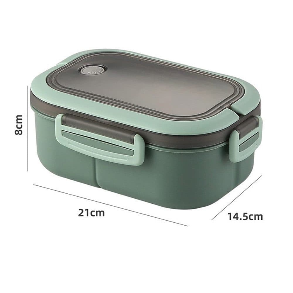 Children and Adults Lunch Box with Compartments, 14.5 × 21 × 8 cm, Green, Practical and Reusable — image 2