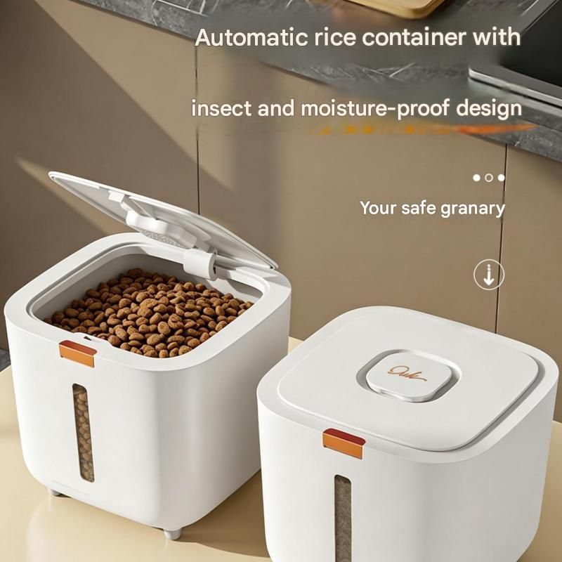 Large Size [Approx. 12-15 catties of cat/dog food] Sealed Rice Storage Container with Push-Button Lid - Moisture and Insect Proof Design, Transparent — image 2